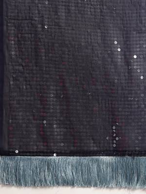 VASTRANAND Navy Blue Embellished Poly Silk Saree 4