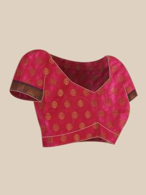 VASTRANAND Purple & Golden Silk Blend Woven Design Banarasi Saree 5