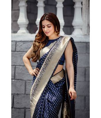Shraddha Arya Designer Navy Blue Party Wear Silk Blend Saree 6