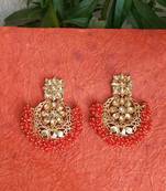 RozMili Gold Plated Polki design Traditional drop party Earrings for women & Girls