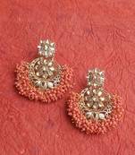 RozMili Gold Plated Polki design Traditional drop party Earrings for women & Girls