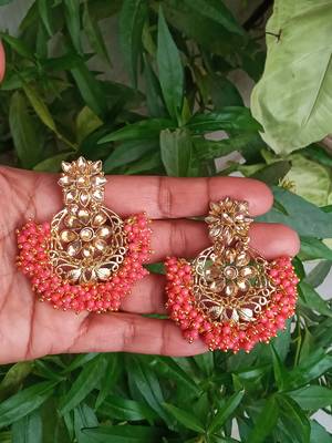 RozMili Gold Plated Polki design Traditional drop party Earrings for women & Girls 4