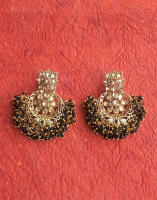RozMili Gold Plated Polki design Traditional drop party Earrings for women & Girls 1
