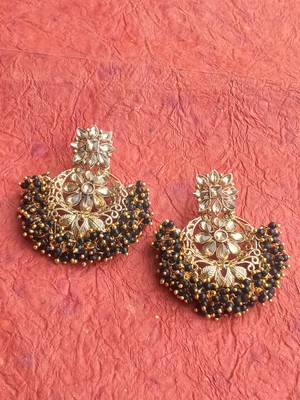 RozMili Gold Plated Polki design Traditional drop party Earrings for women & Girls 2