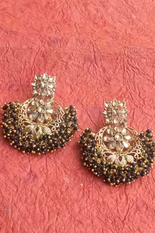 RozMili Gold Plated Polki design Traditional drop party Earrings for women & Girls