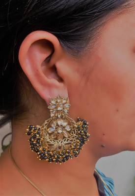 RozMili Gold Plated Polki design Traditional drop party Earrings for women & Girls 4