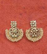 RozMili Gold Plated Polki design Traditional party drop Earrings for women & Girls