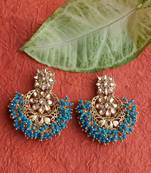 RozMili Gold Plated Polki design Traditional drop party Earrings for women & Girls
