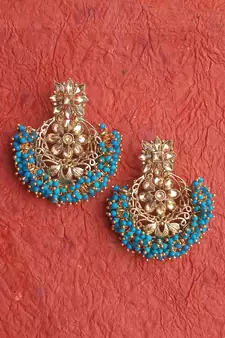 RozMili Gold Plated Polki design Traditional drop party Earrings for women & Girls