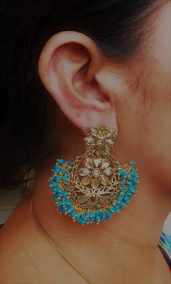 RozMili Gold Plated Polki design Traditional drop party Earrings for women & Girls 4