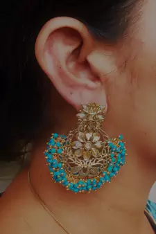 RozMili Gold Plated Polki design Traditional drop party Earrings for women & Girls