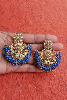 RozMili Gold Plated Polki design Traditional drop party Earrings for women & Girls