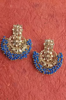 RozMili Gold Plated Polki design Traditional drop party Earrings for women & Girls