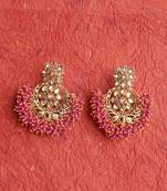 RozMili Gold Plated Polki design Traditional drop party Earrings for women & Girls