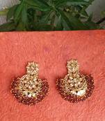 RozMili Gold Plated Polki design Traditional drop party Earrings for women & Girls