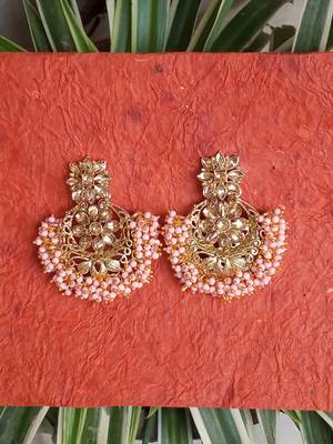 RozMili Gold Plated Polki design Traditional drop party Earrings for women & Girls 1