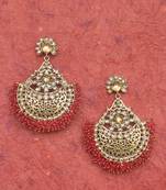 RozMili Gold Plated Polki design Traditional drop party Earrings for women & Girls