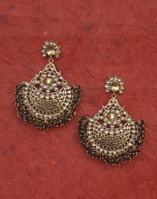 RozMili Gold Plated Polki design Traditional drop party Earrings for women & Girls 1