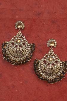 RozMili Gold Plated Polki design Traditional drop party Earrings for women & Girls