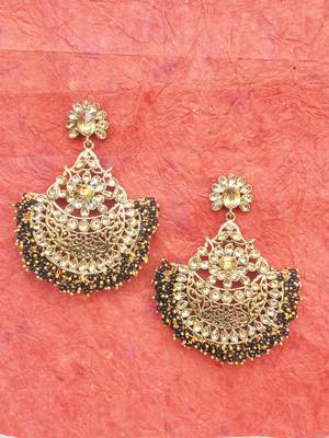 RozMili Gold Plated Polki design Traditional drop party Earrings for women & Girls 2