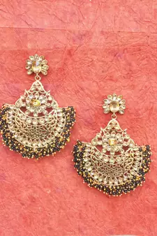 RozMili Gold Plated Polki design Traditional drop party Earrings for women & Girls