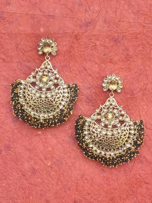 RozMili Gold Plated Polki design Traditional drop party Earrings for women & Girls 3