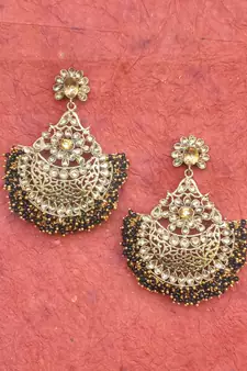 RozMili Gold Plated Polki design Traditional drop party Earrings for women & Girls