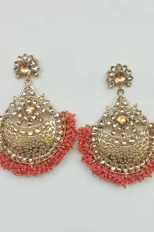 RozMili Gold Plated Polki design Traditional drop party Earrings for women & Girls