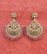 RozMili Gold Plated Polki design Traditional drop party Earrings for women & Girls
