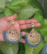 RozMili Gold Plated Polki design Traditional drop party Earrings for women & Girls