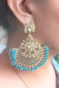 RozMili Gold Plated Polki design Traditional drop party Earrings for women & Girls