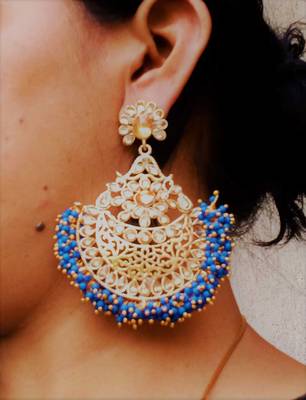 RozMili Gold Plated Polki design Traditional drop party Earrings for women & Girls 3