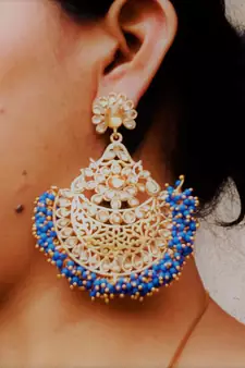 RozMili Gold Plated Polki design Traditional drop party Earrings for women & Girls