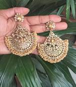 RozMili Gold Plated Polki design Traditional drop party Earrings for women & Girls