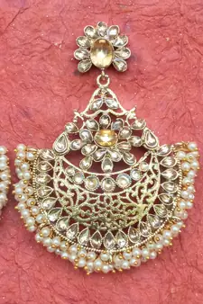 RozMili Gold Plated Polki design Traditional drop party Earrings for women & Girls