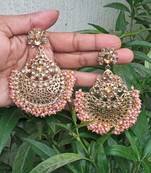 RozMili Gold Plated Polki design Traditional drop party Earrings for women & Girls