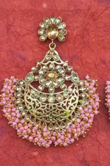 RozMili Gold Plated Polki design Traditional drop party Earrings for women & Girls