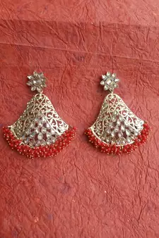 RozMili Gold Plated Polki design Traditional drop party Earrings for women & Girls