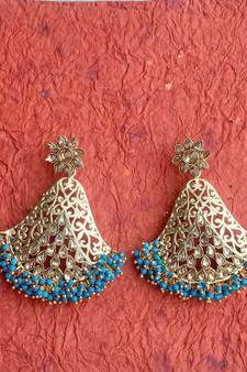 RozMili Gold Plated Polki design Traditional drop party Earrings for women & Girls