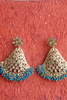 RozMili Gold Plated Polki design Traditional drop party Earrings for women & Girls