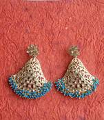 RozMili Gold Plated Polki design Traditional drop party Earrings for women & Girls