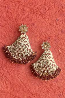 RozMili Gold Plated Polki design Traditional party Earrings for women & Girls