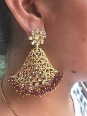 RozMili Gold Plated Polki design Traditional party Earrings for women & Girls 2