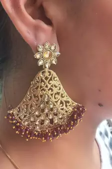 RozMili Gold Plated Polki design Traditional party Earrings for women & Girls