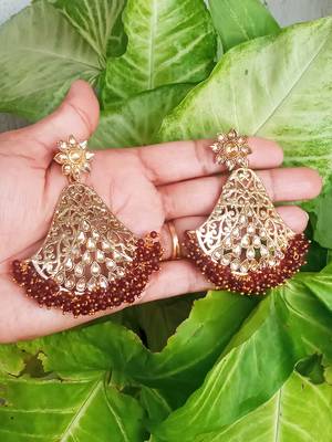 RozMili Gold Plated Polki design Traditional party Earrings for women & Girls 3