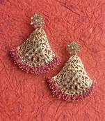 RozMili Gold Plated Polki design Traditional drop party Earrings for women & Girls