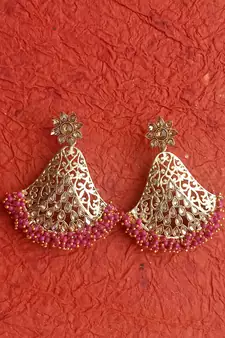 RozMili Gold Plated Polki design Traditional drop party Earrings for women & Girls