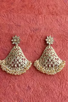 RozMili Gold Plated Polki design Traditional drop party Earrings for women & Girls