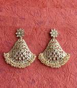 RozMili Gold Plated Polki design Traditional drop party Earrings for women & Girls