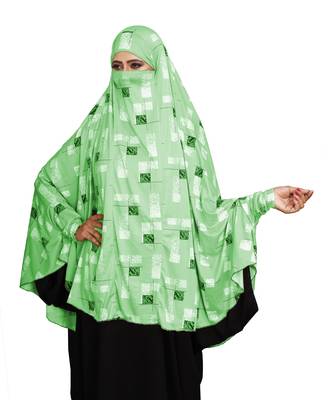 JSDC Printed Spun Lycra Women Prayer Hijab Abaya Makhna 1